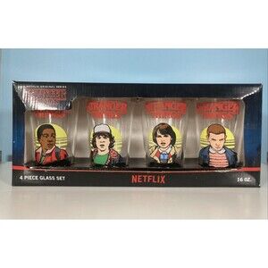 Stranger Things 4 Piece Set of  16 oz. Glasses  • NEW in Box • Netflix Original